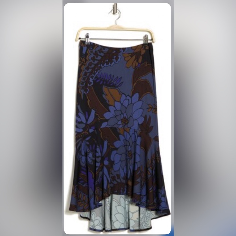 NWT T Tahari Floral High/Low Flounce Skirt Size M/M - Picture 3 of 5